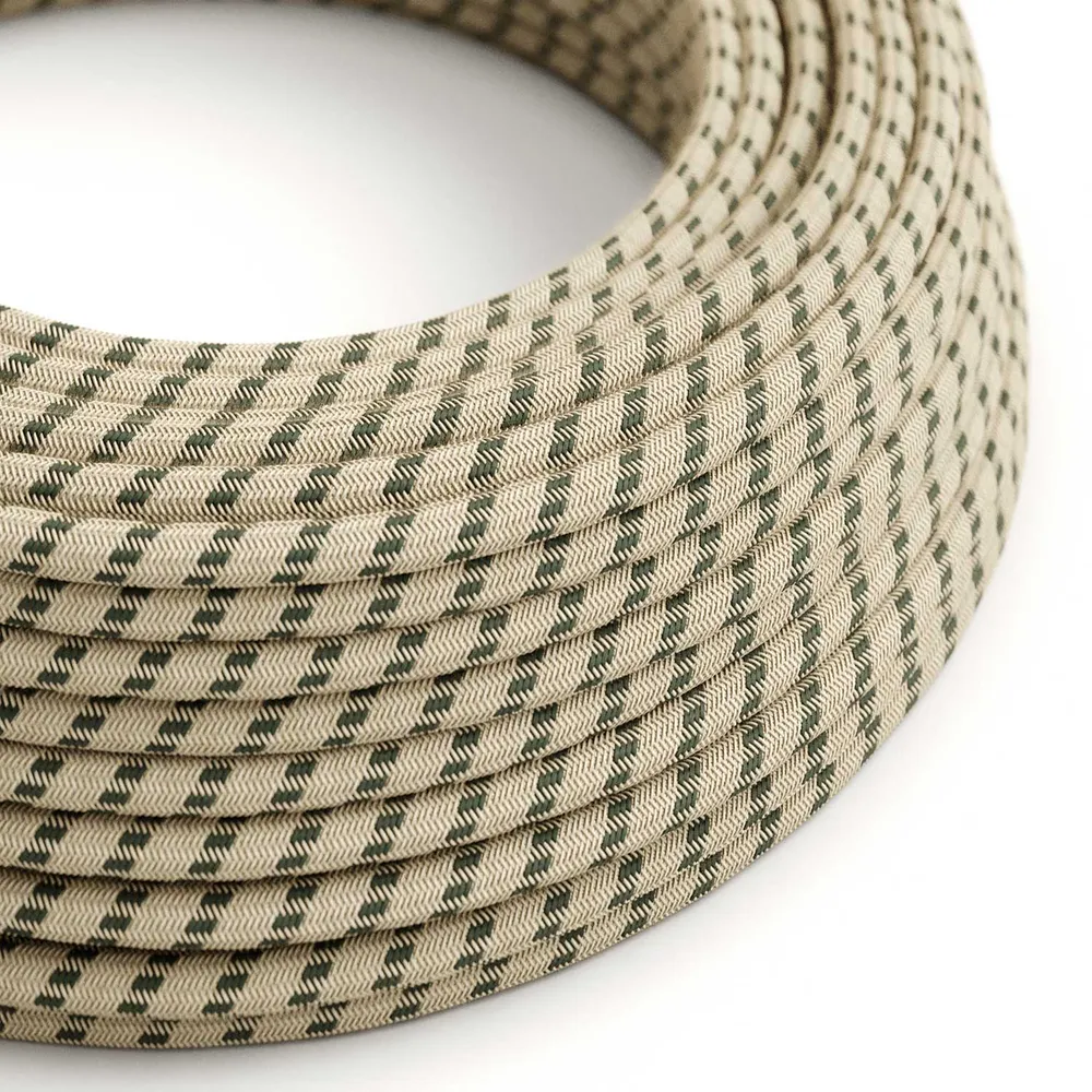 Fil électrique en tissu - Lin Naturel & Anthracite RD54 - Certifié UL