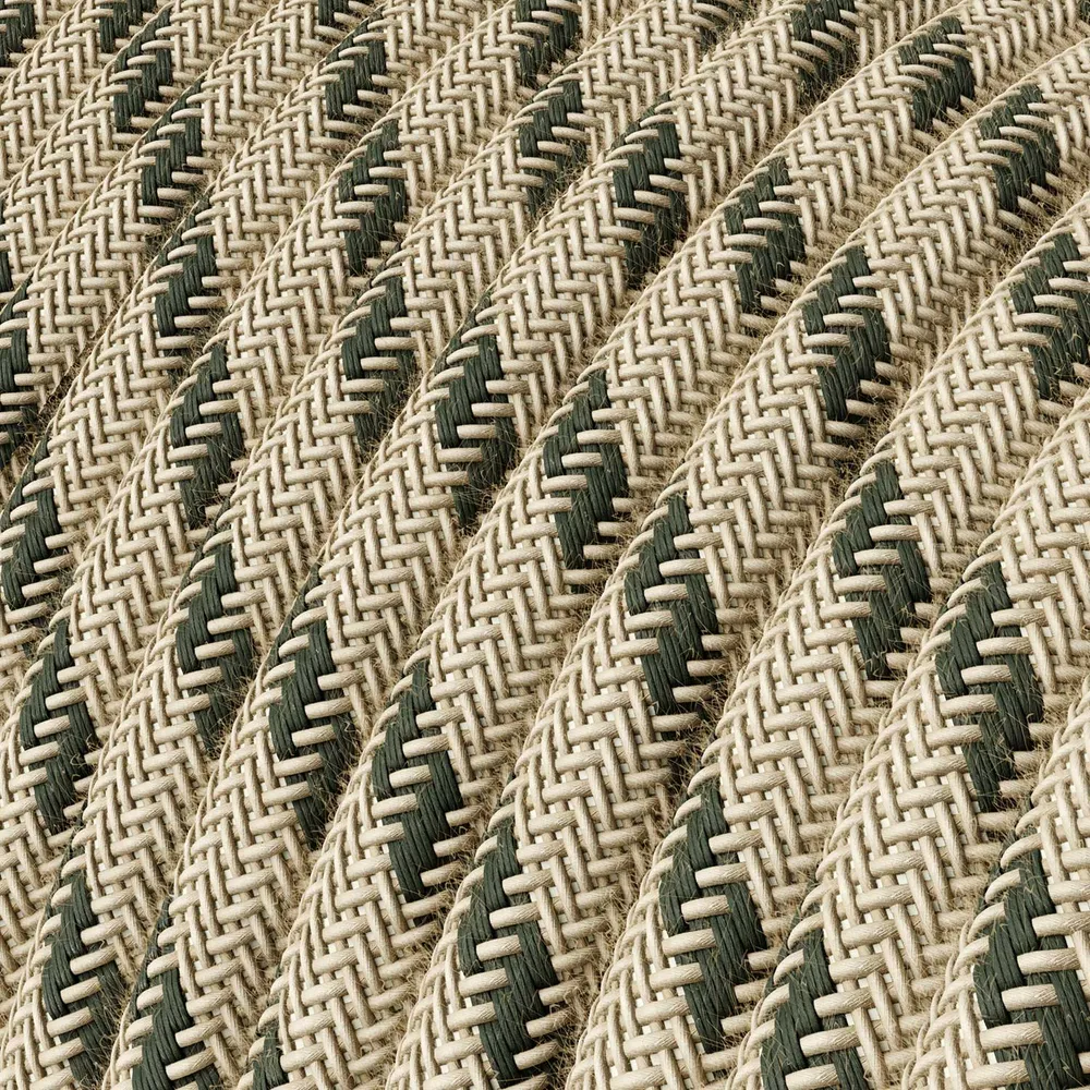 Fil électrique en tissu - Lin Naturel & Anthracite RD54 - Certifié UL