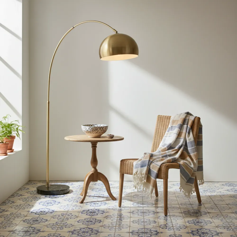 Lampadaire Arc Bronze Premium – Design Luxe & Élégance Tunisie Fiolla Home