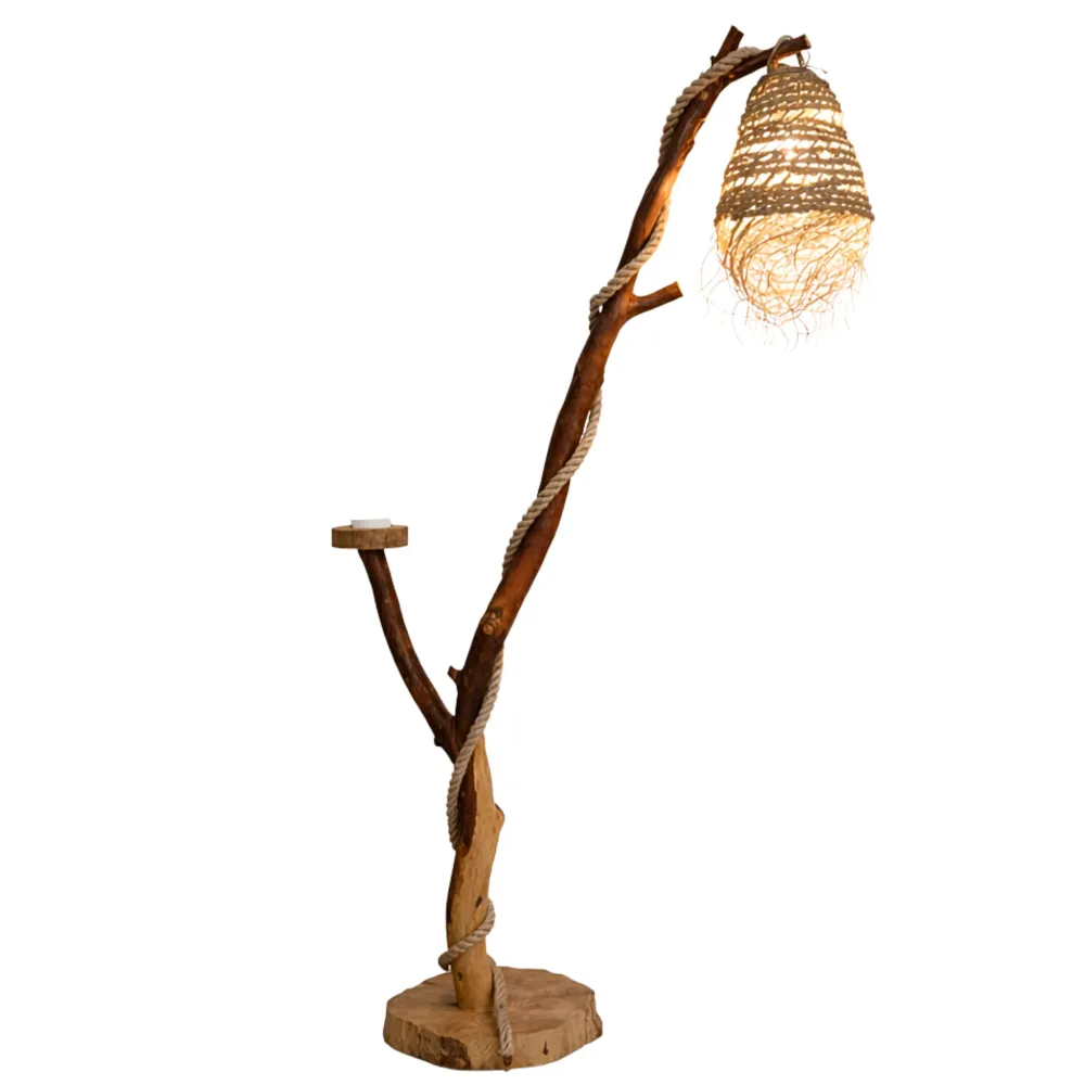 Lampadaire Artisanal en Bois Flotté - Décoration Tunisie Fait Main Fiolla Home