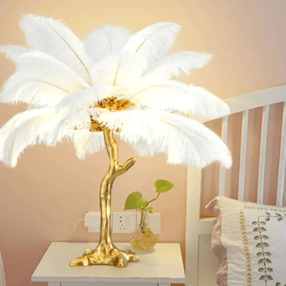 Lampe sur Pied avec Plumes d'Autruche | Élégance et Glamour | Fiolla Home