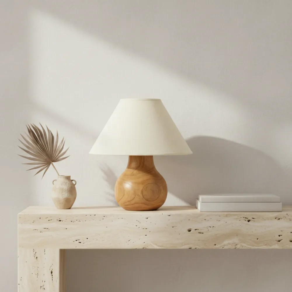 Lampe de Table en Bois Massif – Design Naturel & Élégance Artisanale Fiolla Home