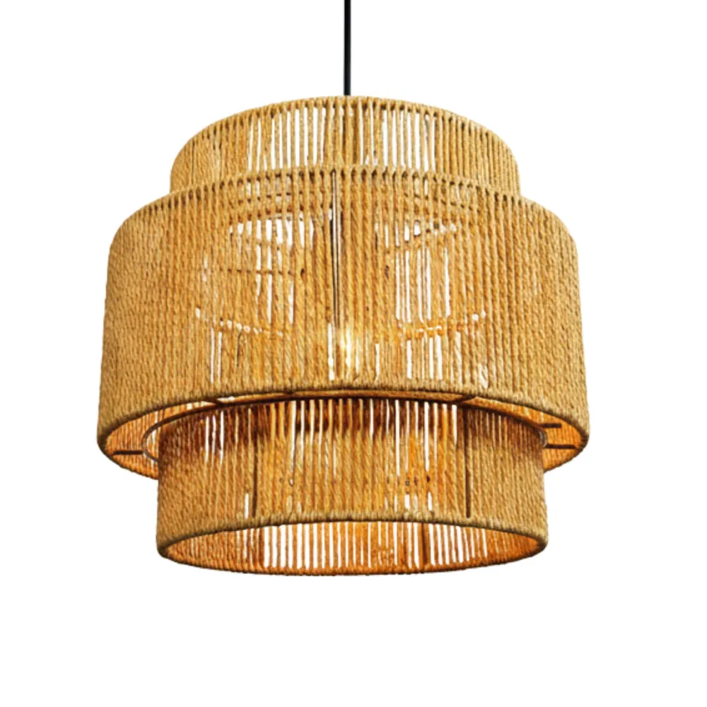 Suspension "Byrsa" à 3 Niveaux – Lustre Spectaculaire en Jute Tressé Fiolla Home