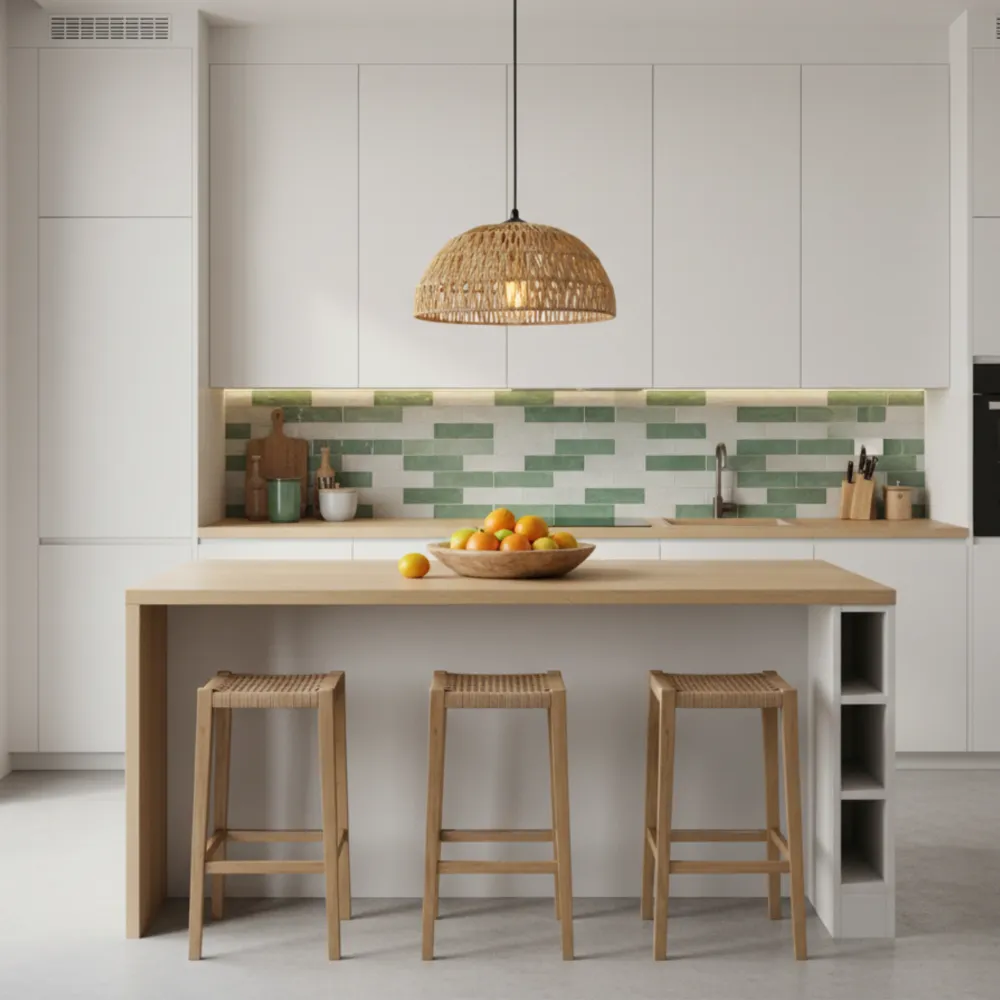 Suspension "Sama" en Jute Tressé – Luminaire Dôme Style Boho Fiolla Home