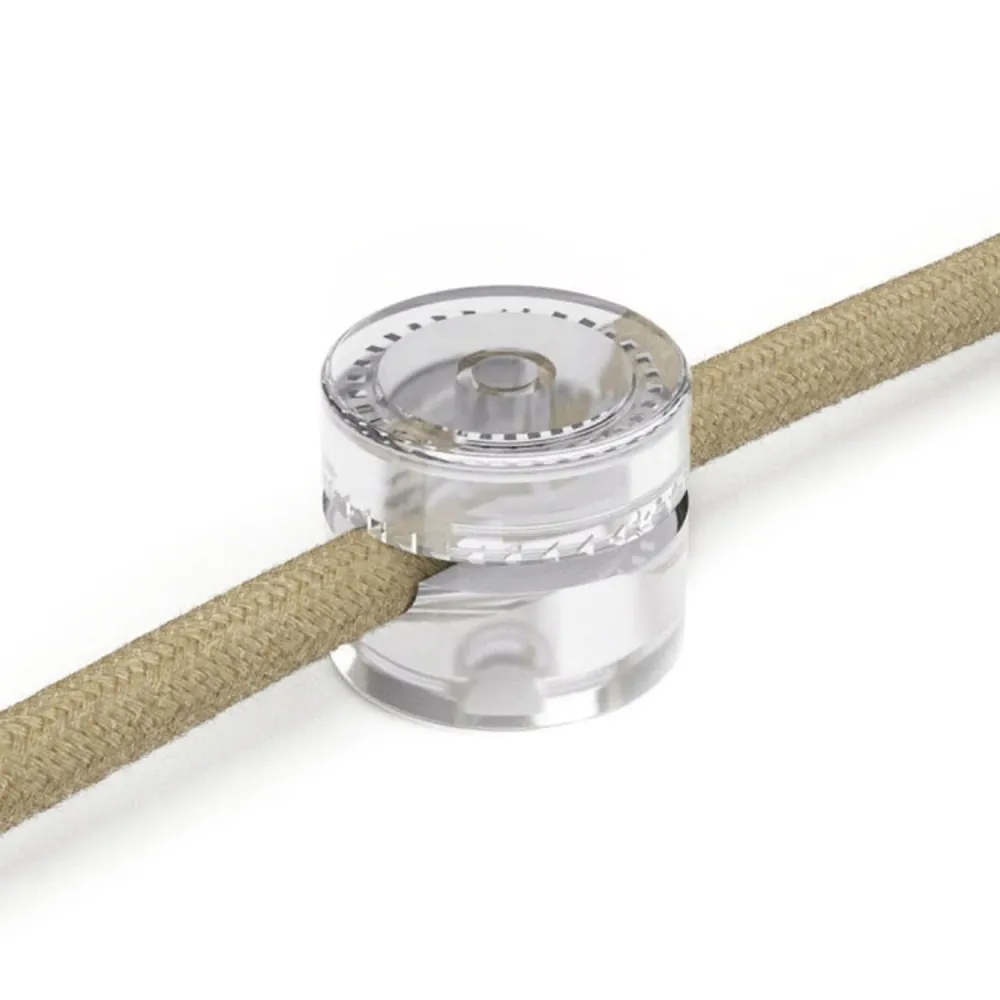 Fixation murale passe-câble universelle pour câble textile de grande section 3x1 et 3x1,5 et pour système EIVA - Transparent