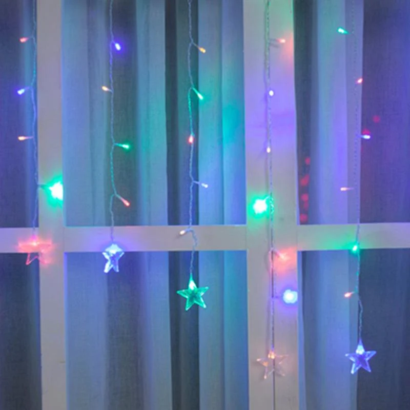 Guirlande LED Rideaux avec Etoiles 220V 2M IP44 100 LED - Multicolore (+transfo) Fomax