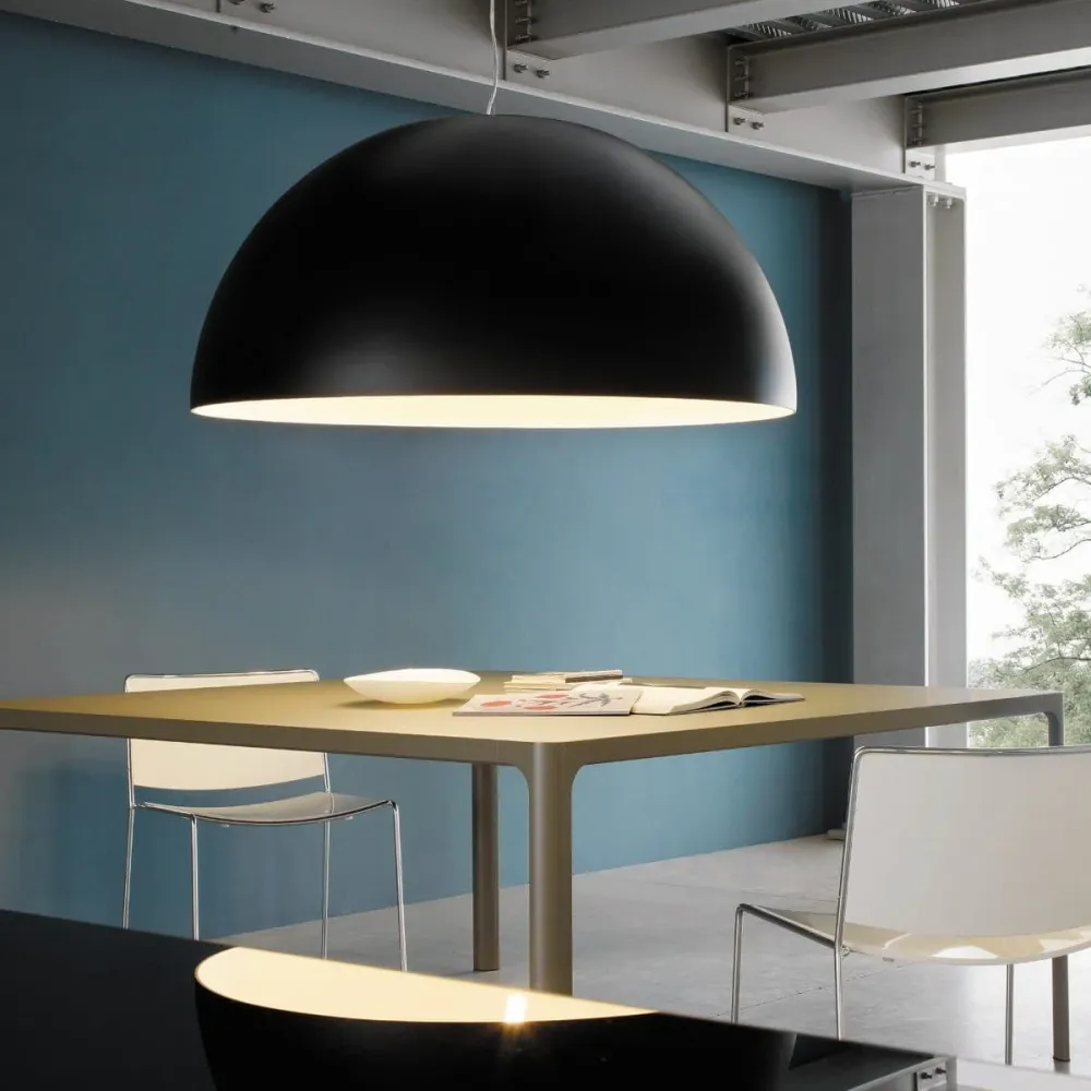 Suspension Lampe AVICO Moyenne Noire par Charles Williams pour FontanaArte