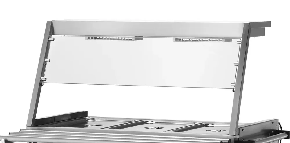 Rehausse avec lampes infrarouges et pare-haleine pour chariot Bain-Marie PROFI 2x GN 1/1 avec chauffage à sec / cuve amovi...