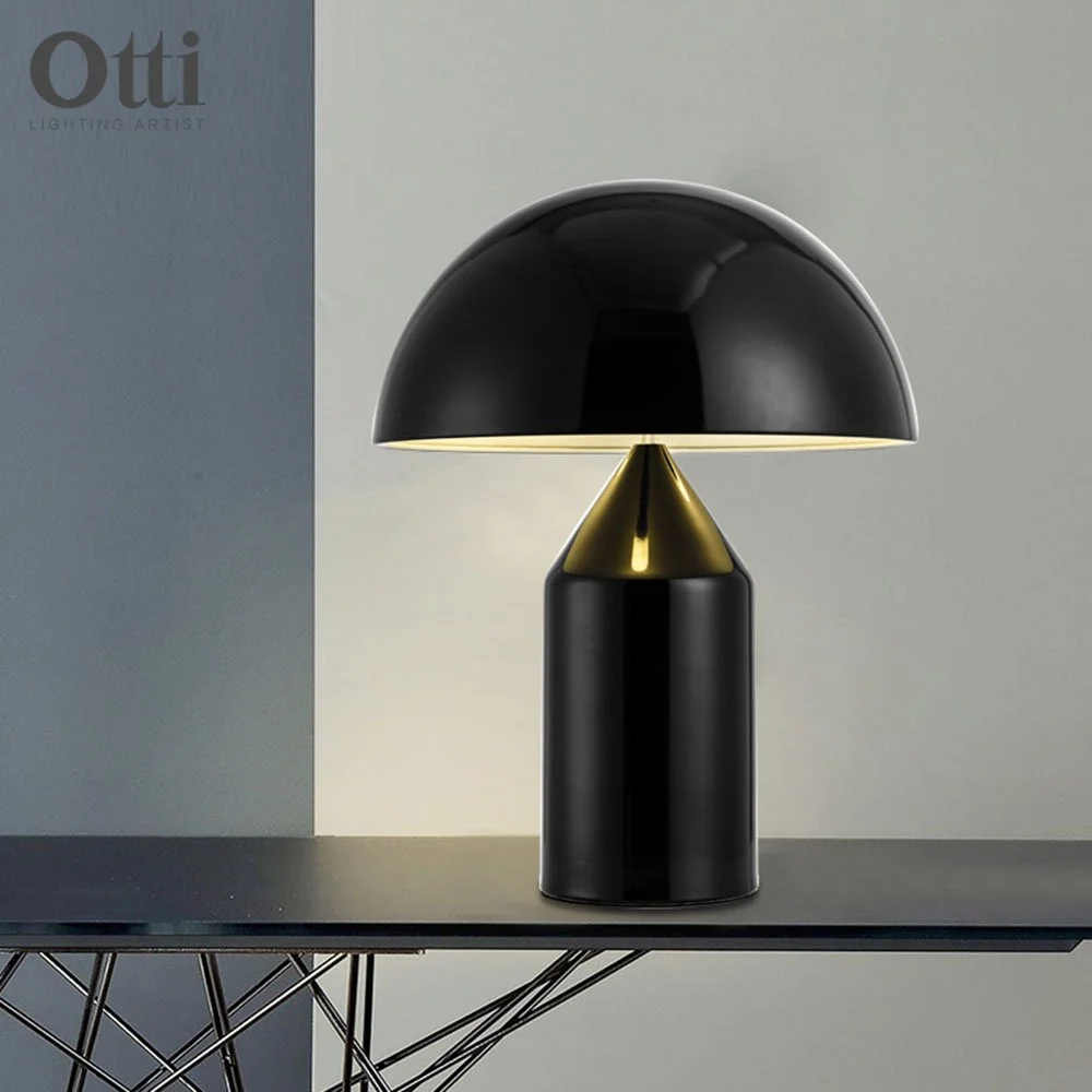 GENGJ Moderne Créatif en Forme De Champignon en Fer Forgé Table Lampe Salon Étude Hôtel 30 * 40 Cm Noir Or Lampe De Chevet...