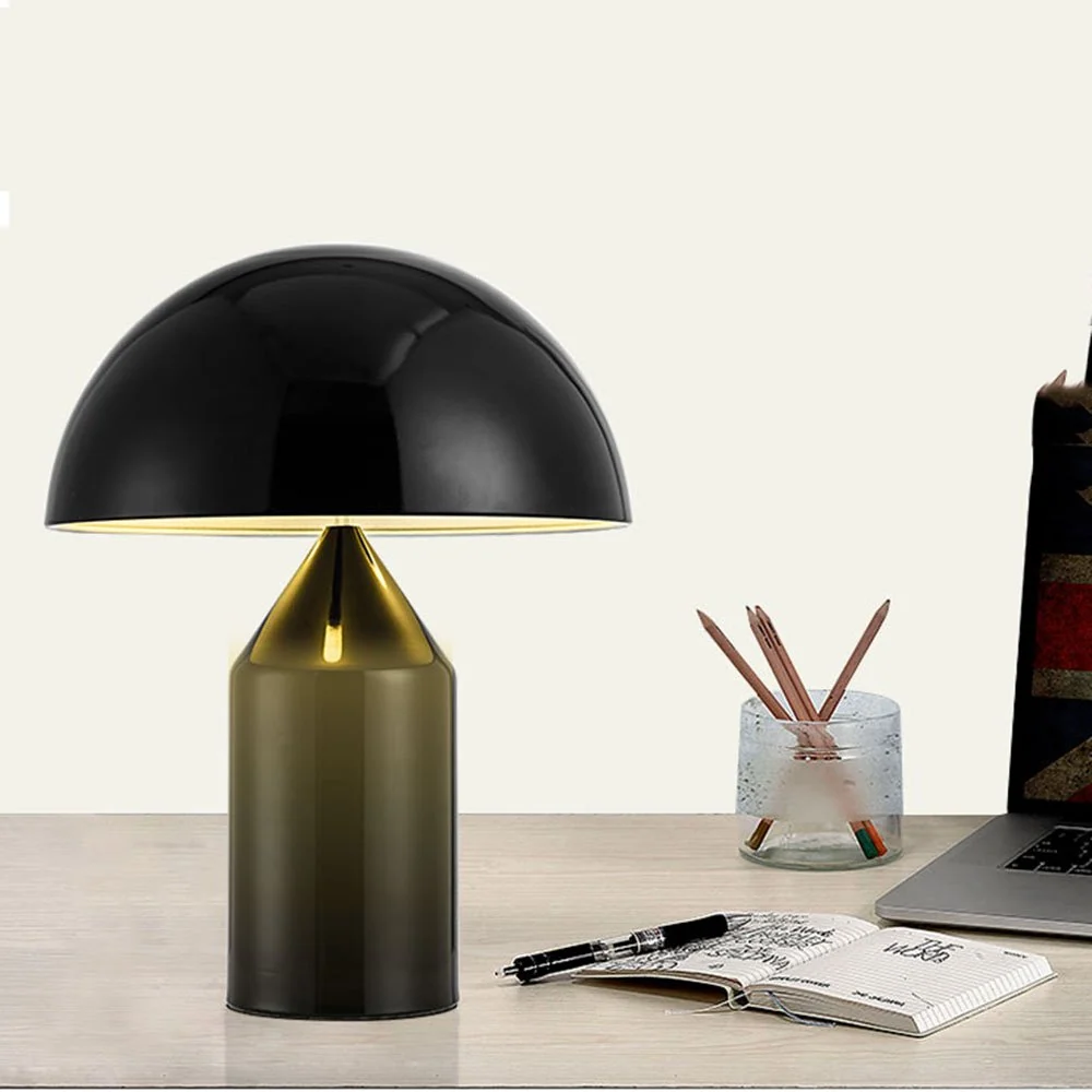 GENGJ Moderne Créatif en Forme De Champignon en Fer Forgé Table Lampe Salon Étude Hôtel 30 * 40 Cm Noir Or Lampe De Chevet...