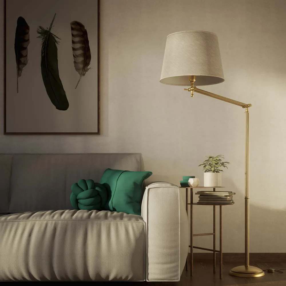 Lampadaire avec Articulations et Abat-Jour en Tissu Ghidini 1849