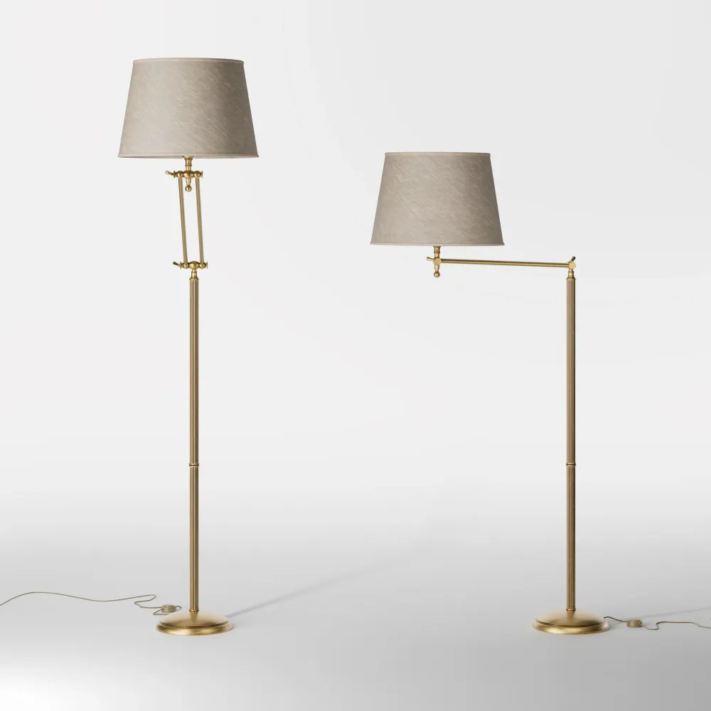 Lampadaire avec Articulations et Abat-Jour en Tissu Ghidini 1849