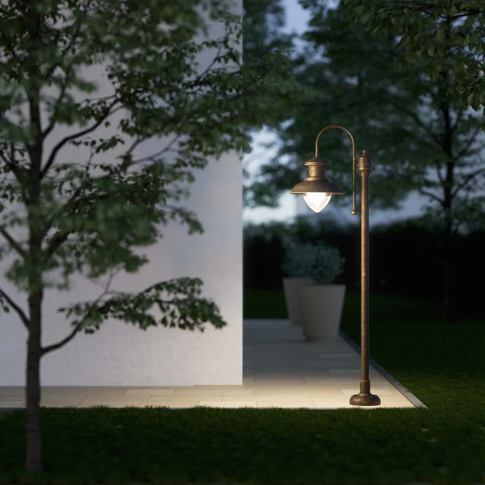 Lampadaire Classique avec Verre en Pomme de Pin et Bras Courbé Ghidini 1849