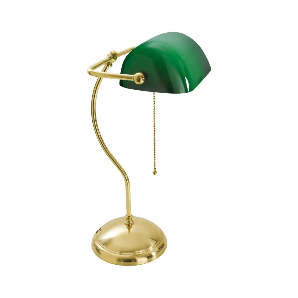 Lampe de Banquier Tige Courbée à Abat-jour Vert Ghidini 1849