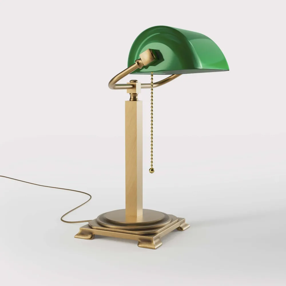Lampe Executive de Bibliothèque à Abat-jour Vert Ghidini 1849