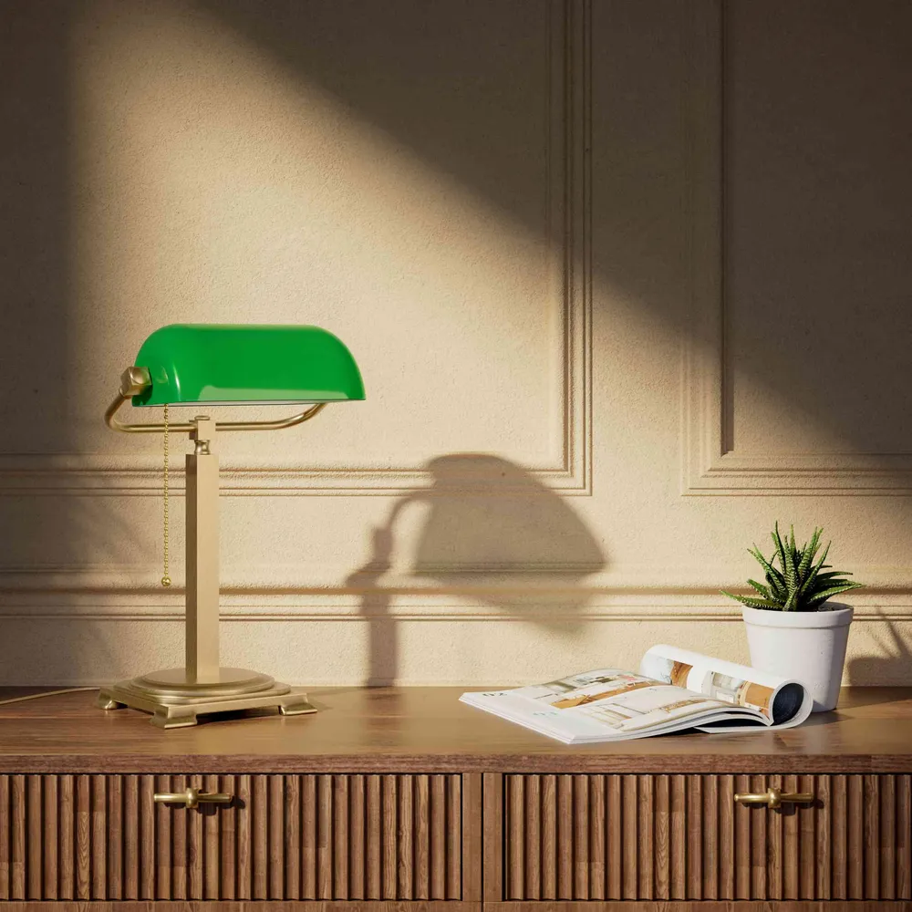 Lampe Executive de Bibliothèque à Abat-jour Vert Ghidini 1849