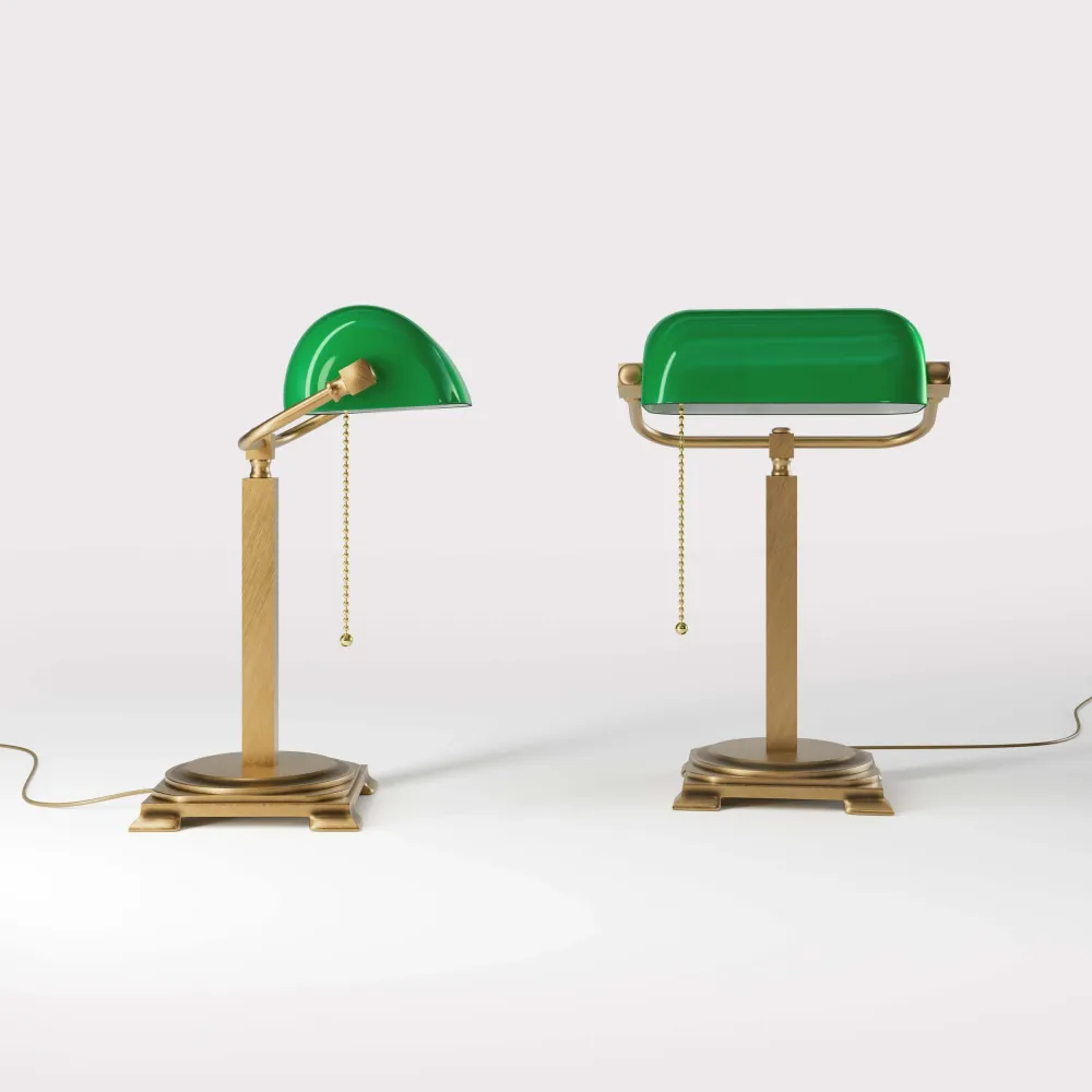 Lampe Executive de Bibliothèque à Abat-jour Vert Ghidini 1849