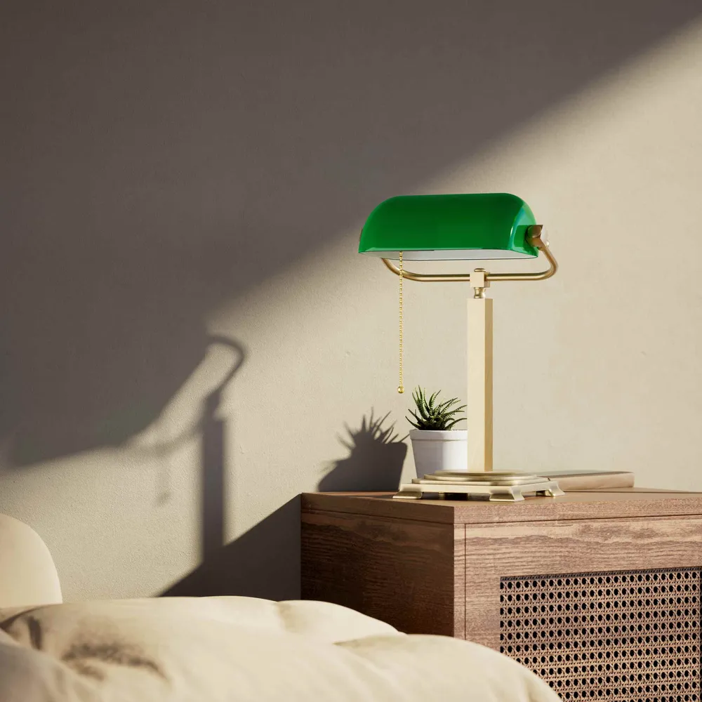 Lampe Executive de Bibliothèque à Abat-jour Vert Ghidini 1849