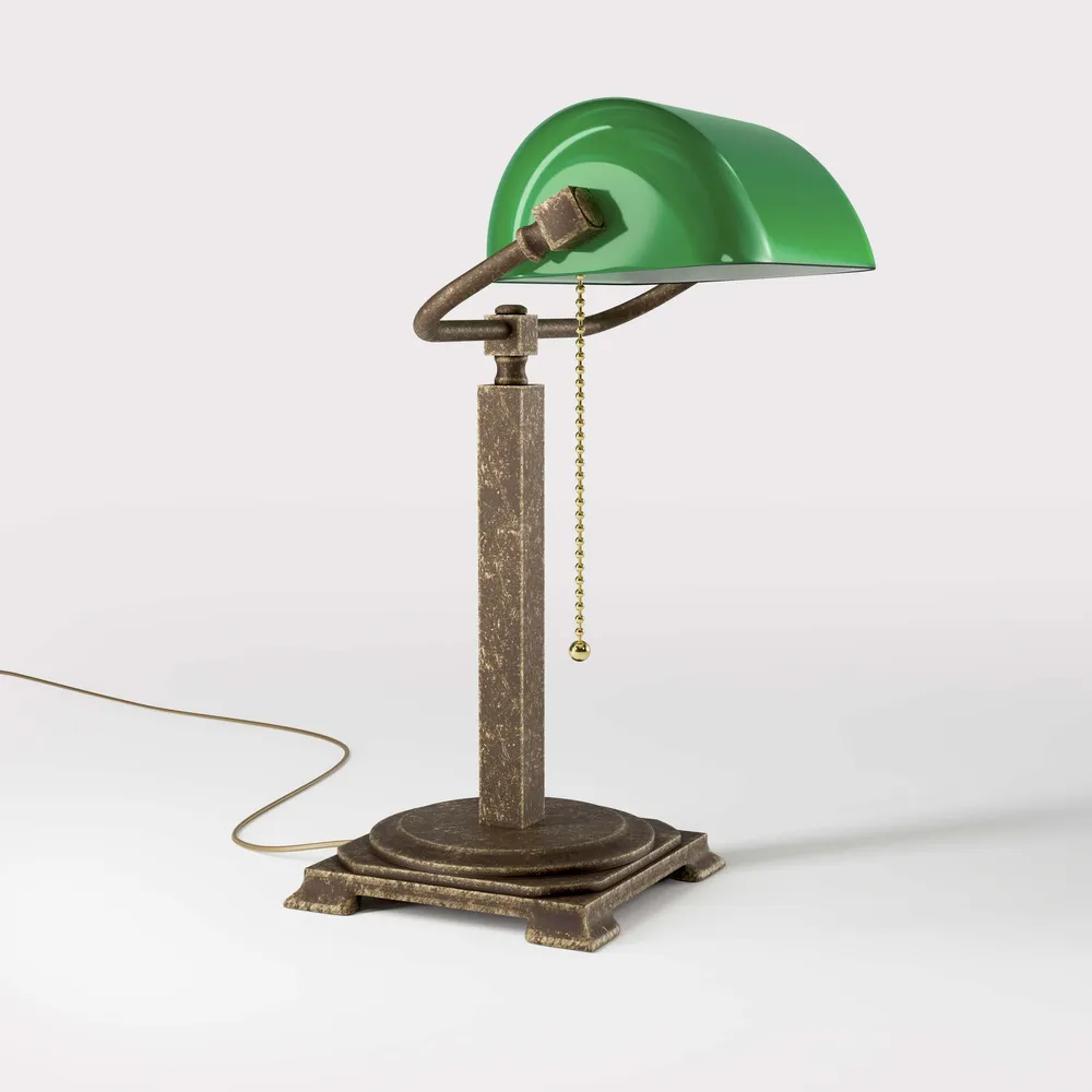 Lampe Executive de Bibliothèque à Abat-jour Vert Ghidini 1849