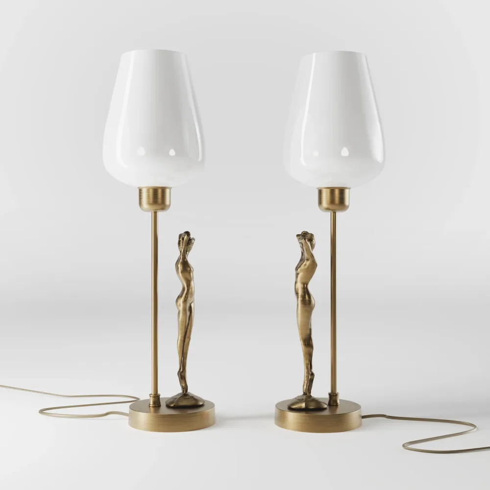 Lampe de Table Art Déco Sculpture Femme Ghidini 1849