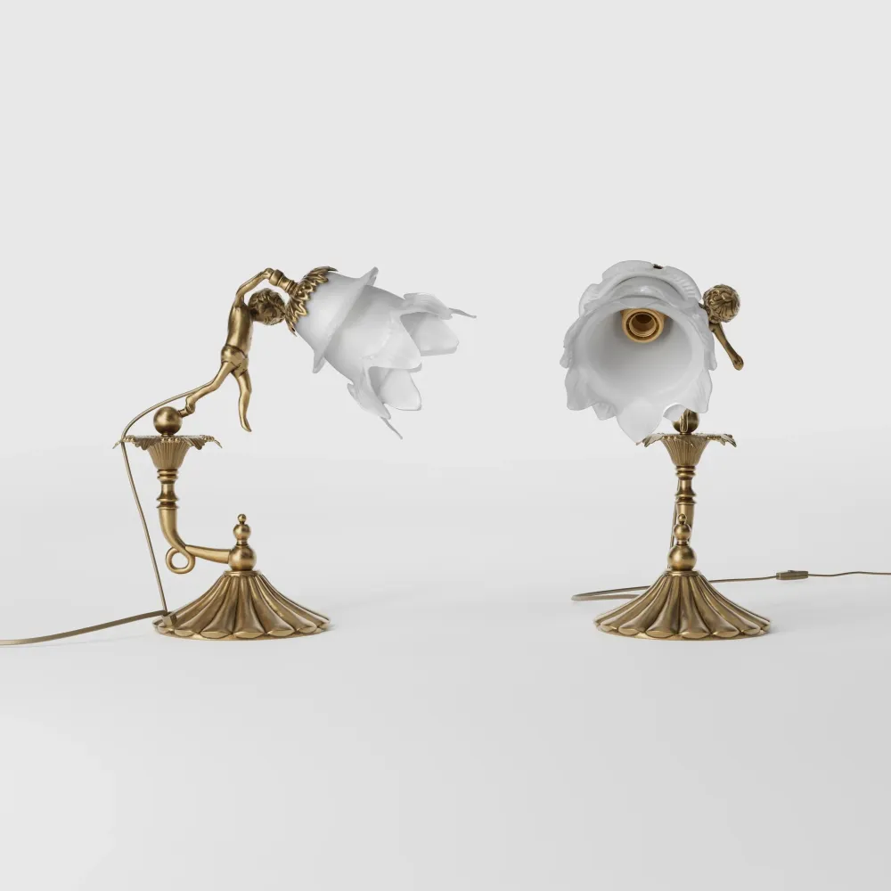 Lampe de Table Art Nouveau avec Putto Dansant Ghidini 1849