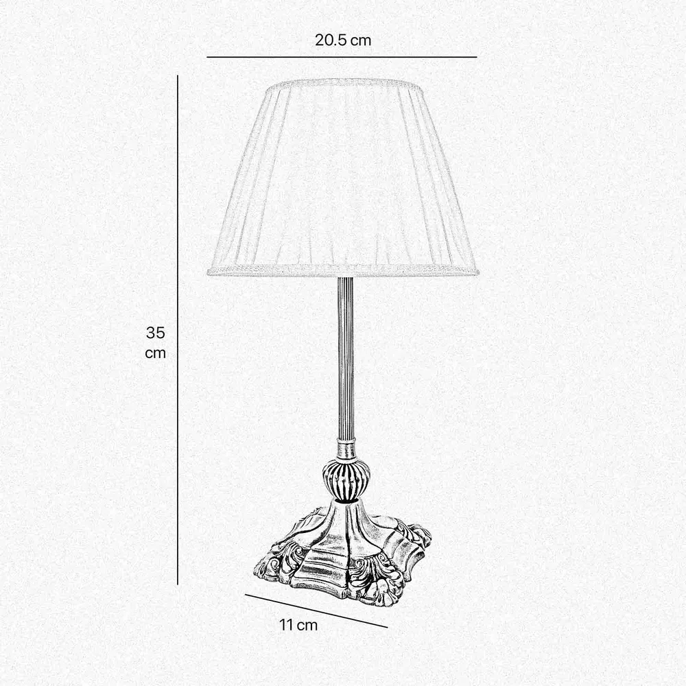 Lampe de Table Baroque avec Base Décorée et Abat-jour Plissé Ghidini 1849