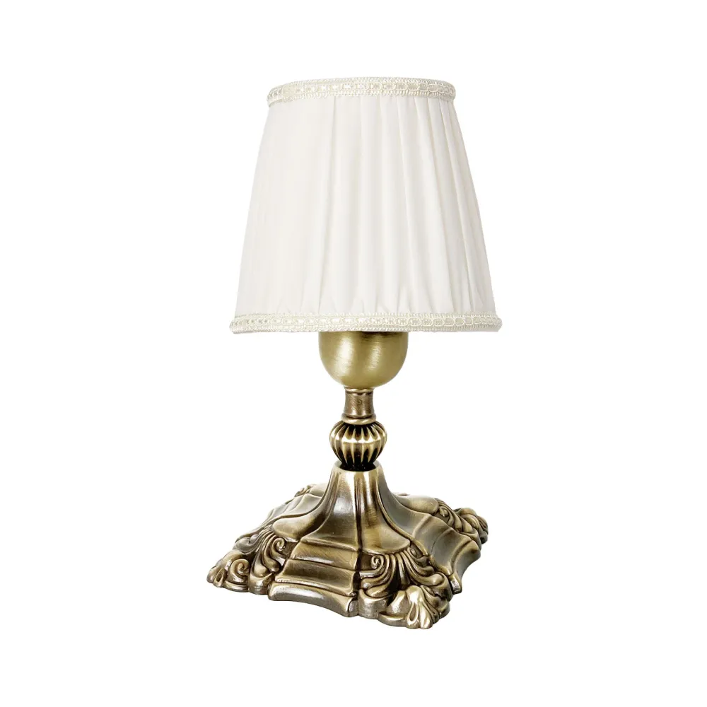 Lampe de Table Baroque avec Base Décorée et Abat-jour Plissé Ghidini 1849