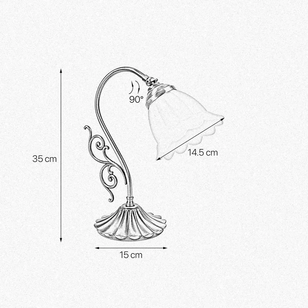 Lampe de Table Victorienne avec Décors Art Nouveau en Volutes Ghidini 1849