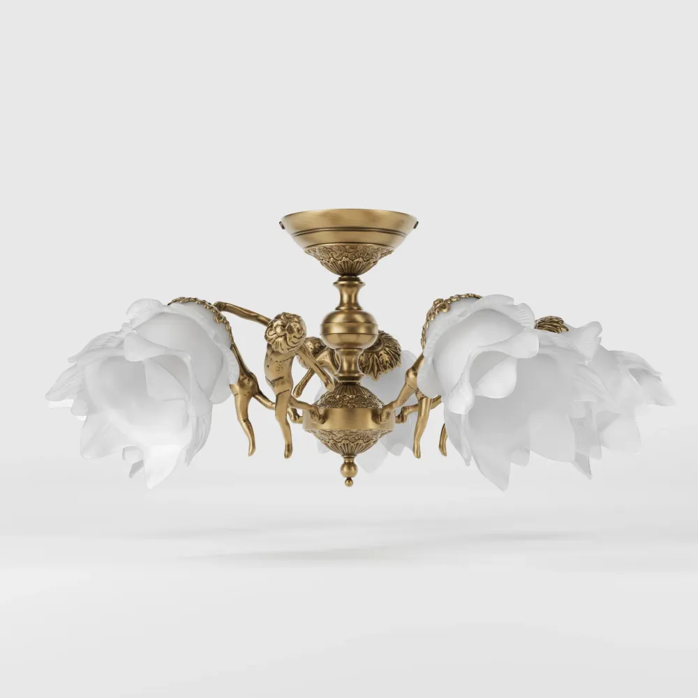 Plafonnier Classique avec Putti et Pétales en Verre Ghidini 1849