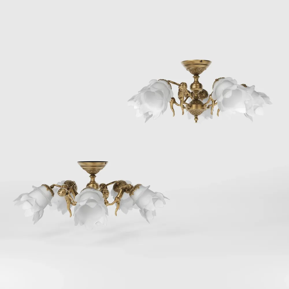 Plafonnier Classique avec Putti et Pétales en Verre Ghidini 1849