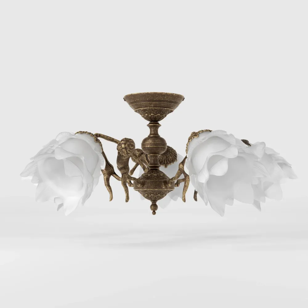 Plafonnier Classique avec Putti et Pétales en Verre Ghidini 1849
