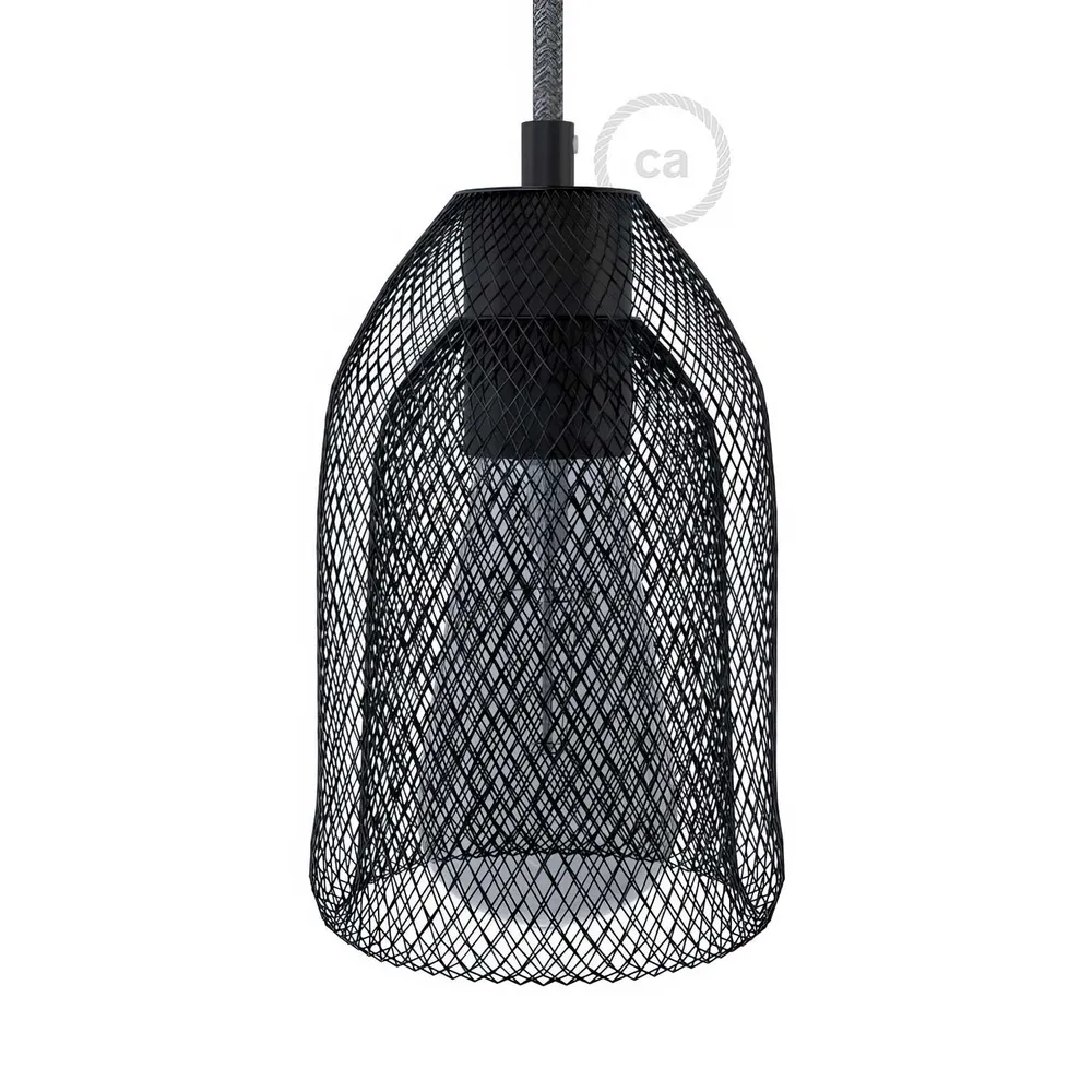 Ghostbell - Abat-jour suspension en maille métallique avec cache-douille - Noir