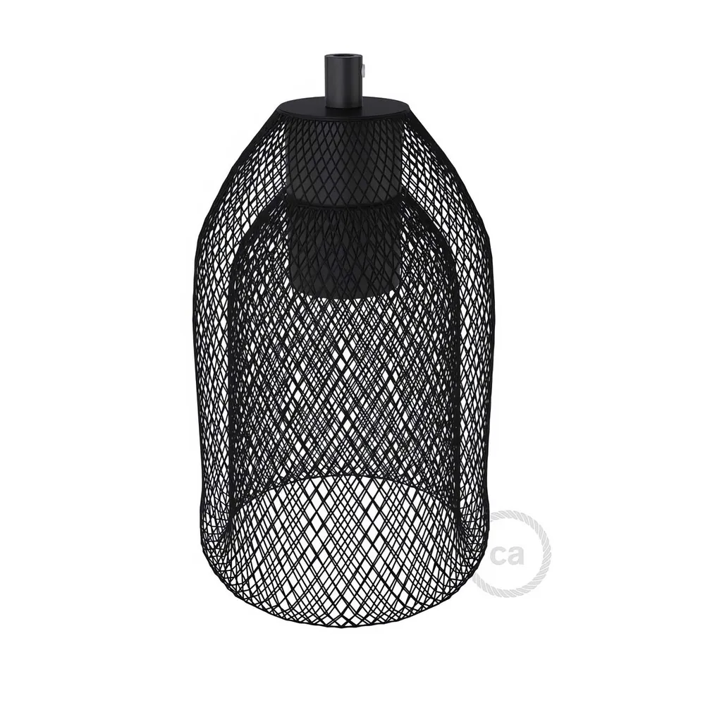 Ghostbell - Abat-jour suspension en maille métallique avec cache-douille - Noir