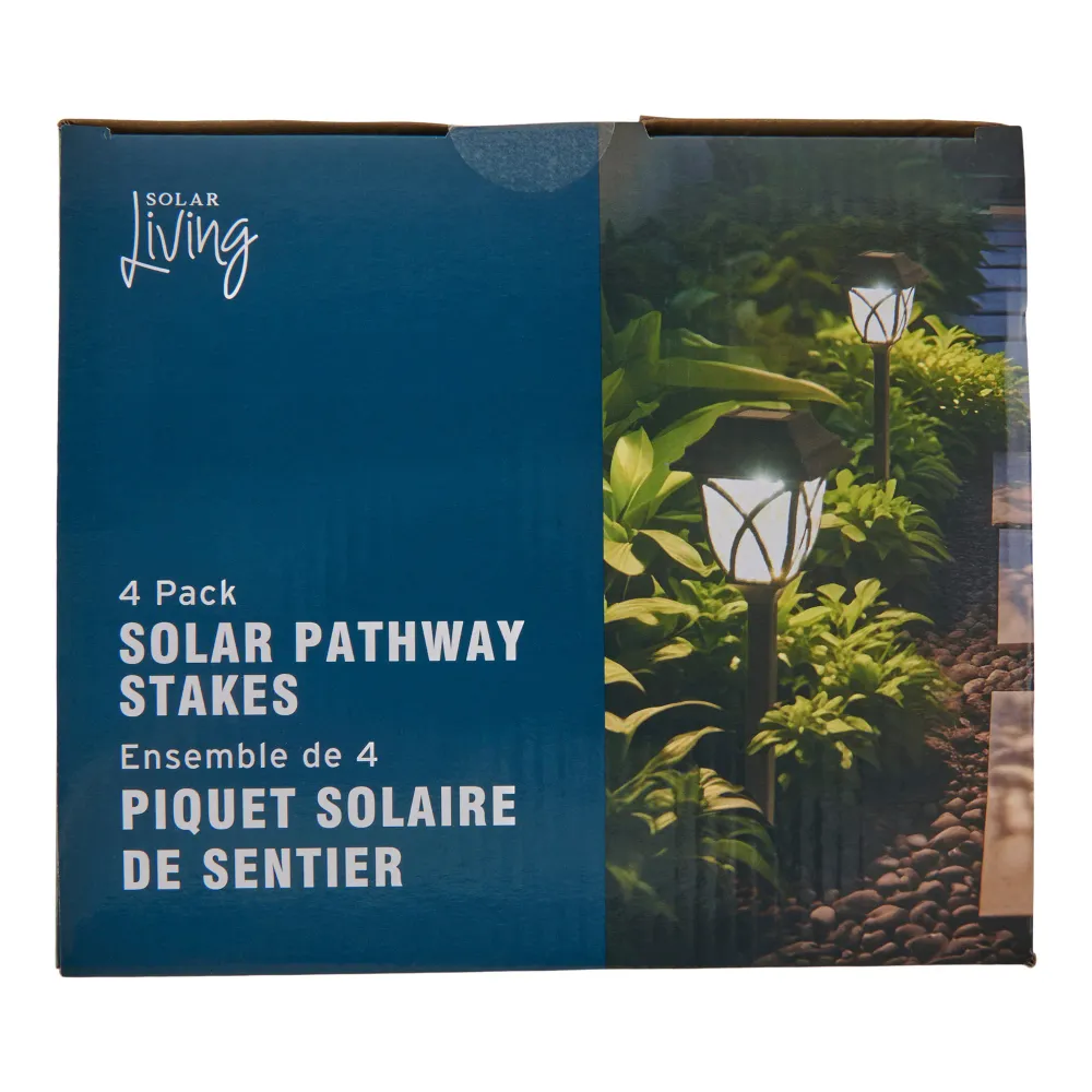 Piquets de jardin lumineux à l'énergie solaire, 4 po x 17 po, emb. de 4 Giant Tiger