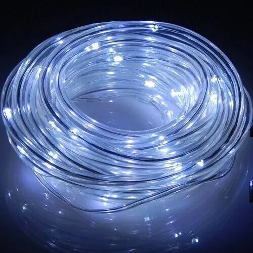 GlobalTone Cordon lumineux DEL, 100 LEDS, IP67, 4.8W, Blanc Froid , 12vdc, 2.1mm, 10m