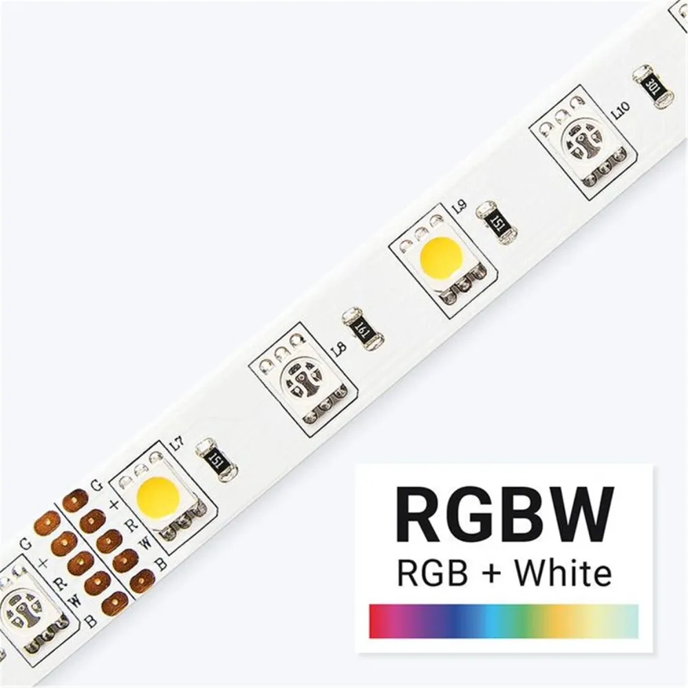 GlobalTone - Ensemble Ruban DEL RGBW, Boitier de Contrôle avec IR et Fonction Bluetooth, 60 DEL par Mètre, Longeur de 5 Mè...