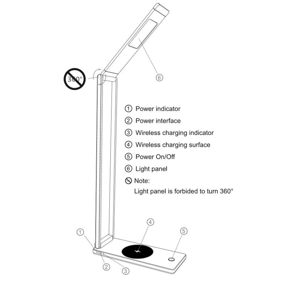GolbalTone Lampe de Table à LED avec Chargeur Sans Fil GlobalTone