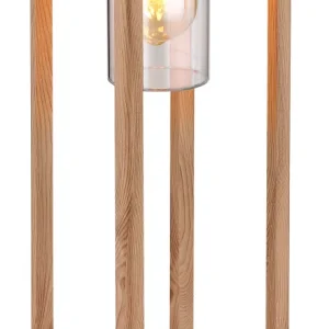 Lampadaire Globo Lighting Candela aluminium et bois clair E27