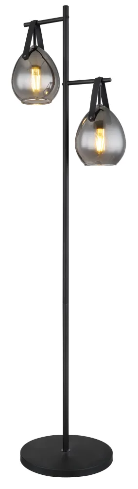 Lampadaire Globo Lighting Diethild en métal noir E27 2L