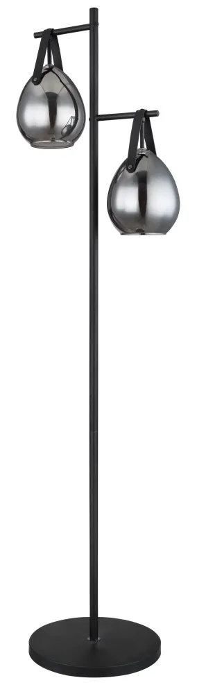Lampadaire Globo Lighting Diethild en métal noir E27 2L