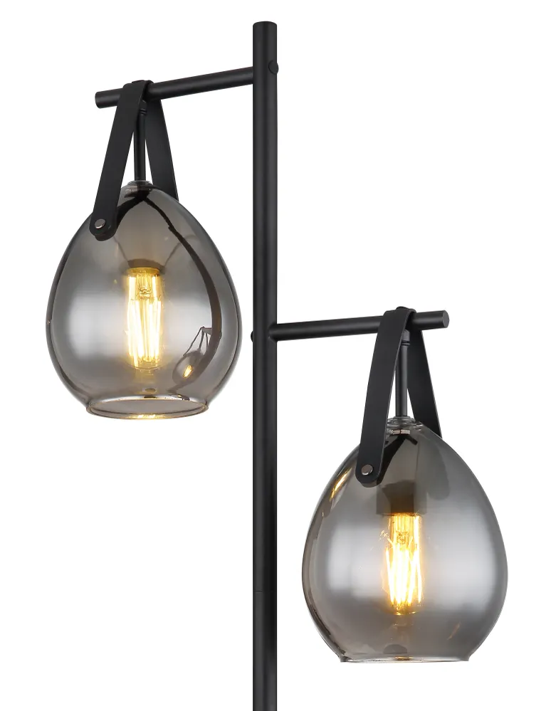 Lampadaire Globo Lighting Diethild en métal noir E27 2L