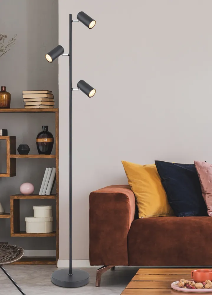 Lampadaire Globo Lighting Robby en métal nickelé GU10 3L Nickel