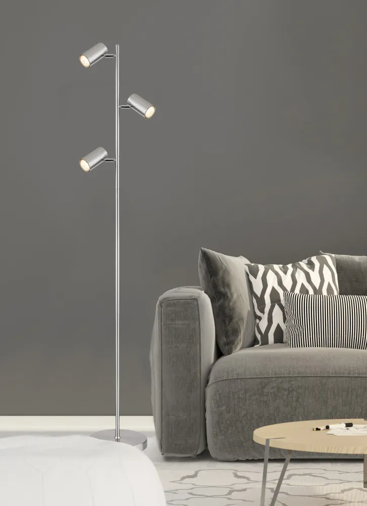 Lampadaire Globo Lighting Robby en métal nickelé GU10 3L Nickel