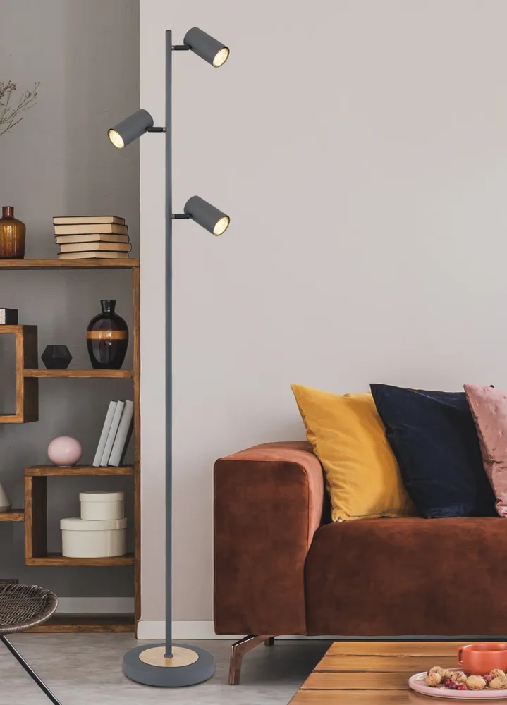 Lampadaire Globo Lighting Robby en métal nickelé GU10 3L Nickel