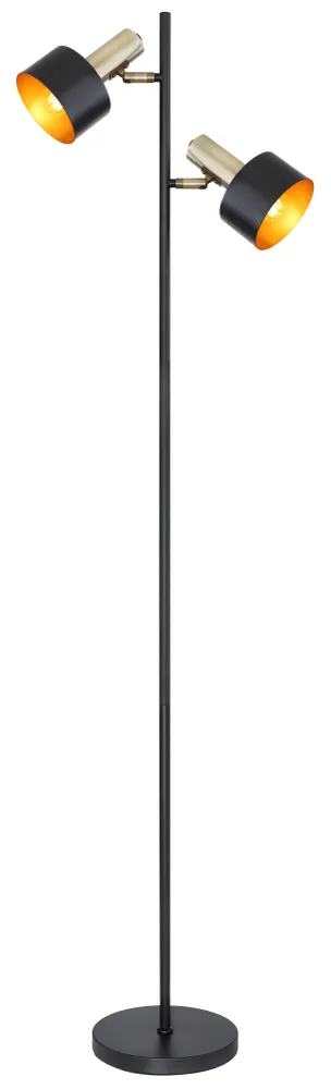Lampadaire Globo Lighting Swinni en métal noir E27 2L