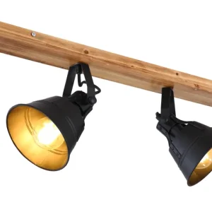 Lampe sur rail Globo Lighting Günther, brun bois, culot E27, 4 litres