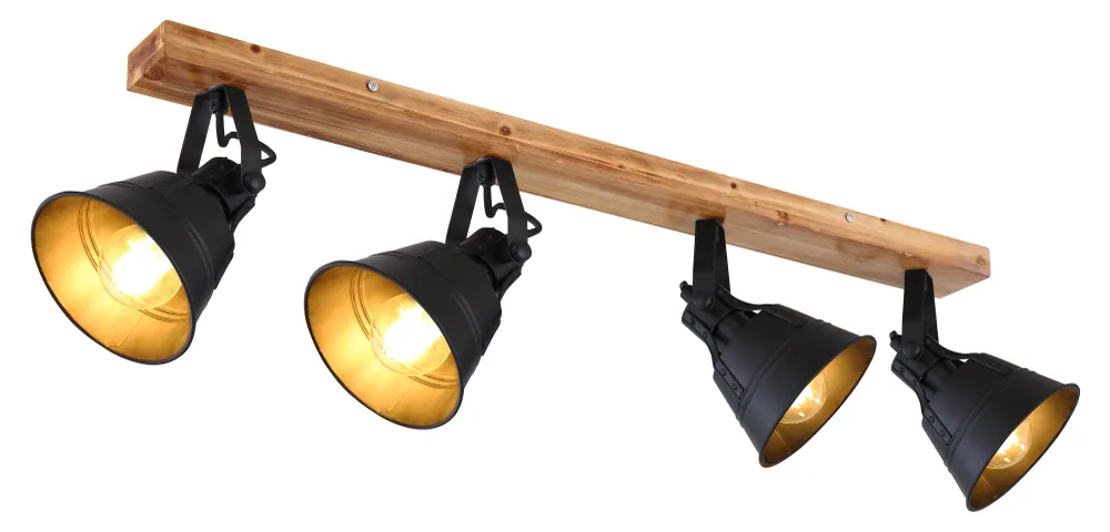 Lampe sur rail Globo Lighting Günther, brun bois, culot E27, 4 litres