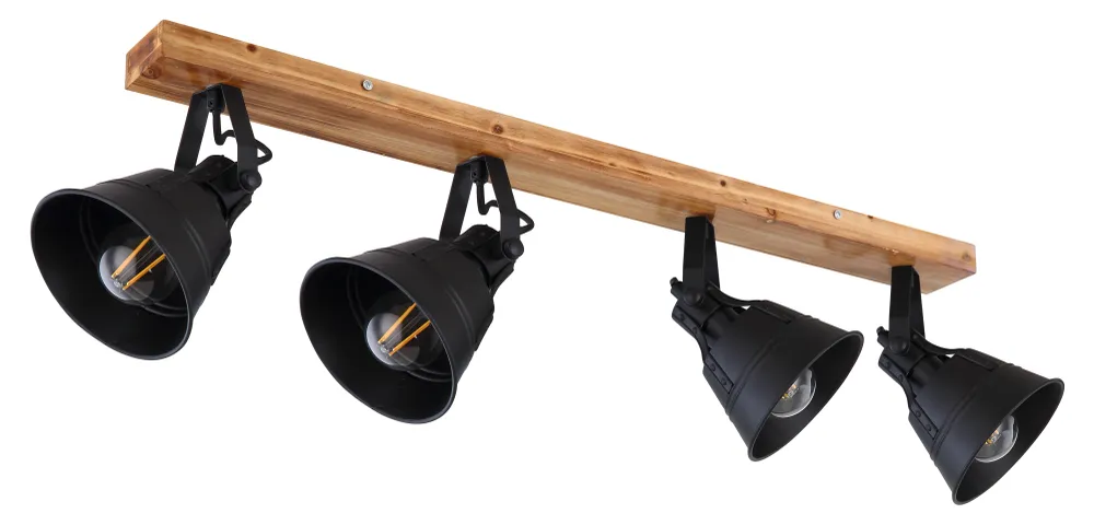 Lampe sur rail Globo Lighting Günther, brun bois, culot E27, 4 litres