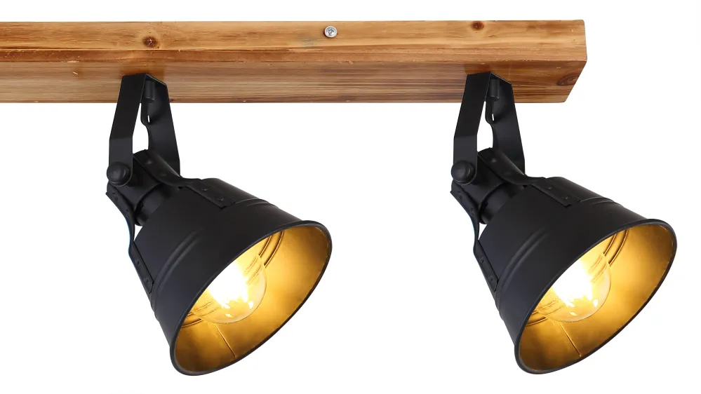 Lampe sur rail Globo Lighting Günther, brun bois, culot E27, 4 litres