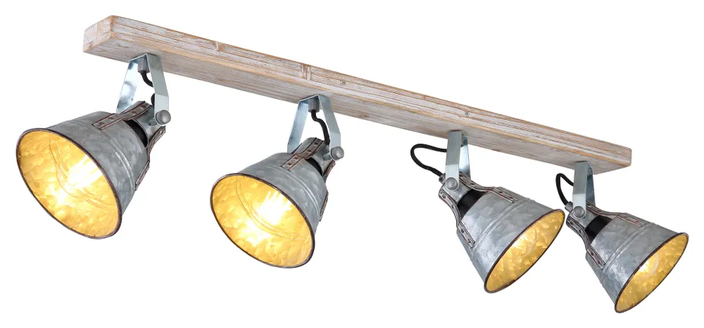 Lampe sur rail Globo Lighting Günther I bois blanc E27 4L